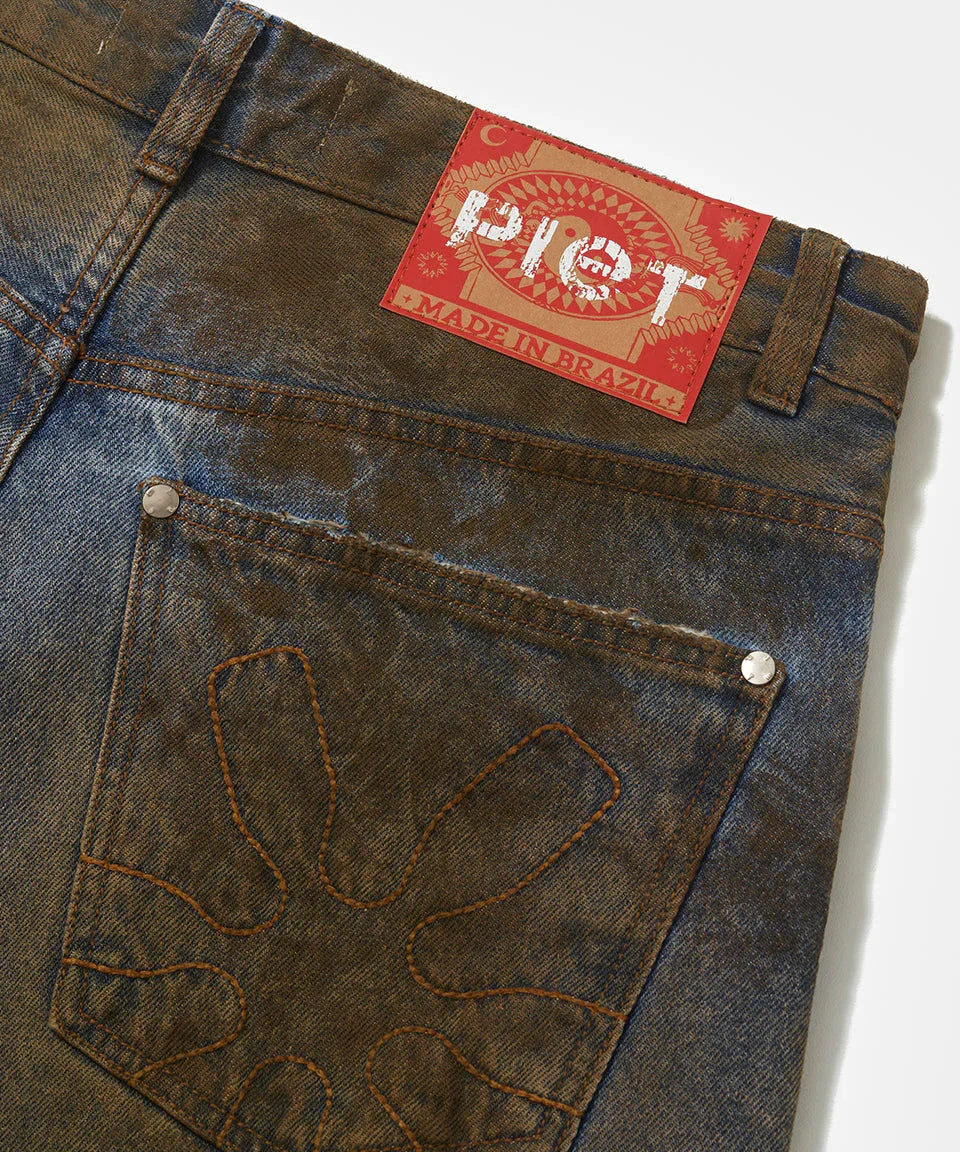 Dirt Stained Oversized Denim Blue - Four Street