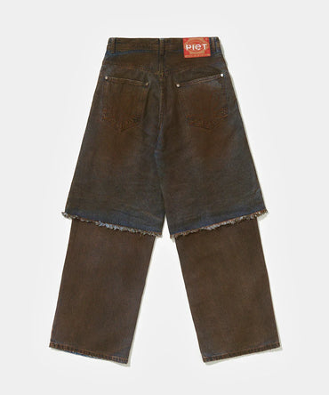 Overlayed Denim Trousers Blue