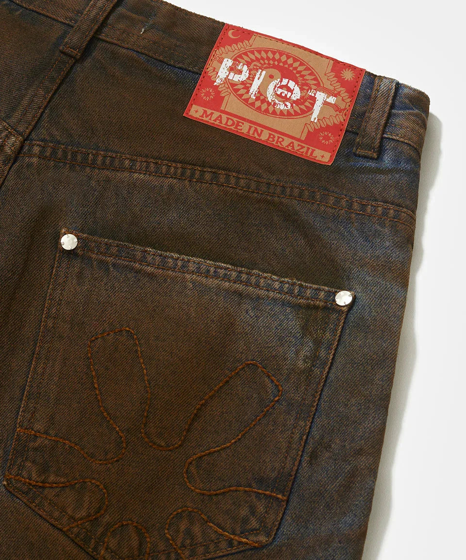 Overlayed Denim Trousers Blue