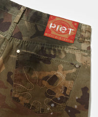 Distressed Capri Camo Trousers with Swarovski Crystals