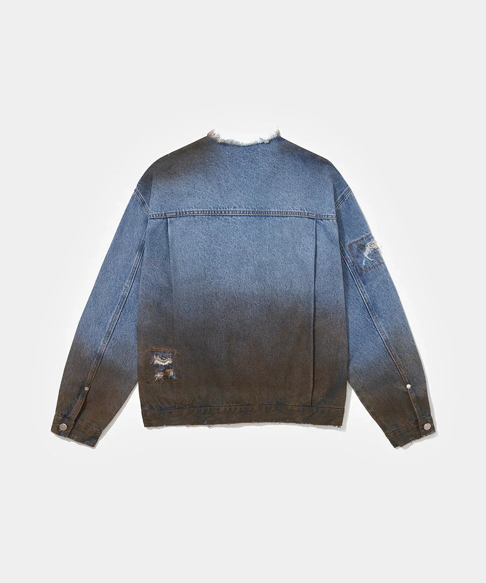 Dirt Stained Denim Jacket Blue - Four Street