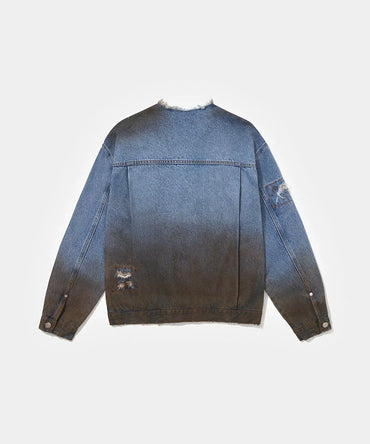 Dirt Stained Denim Jacket Blue