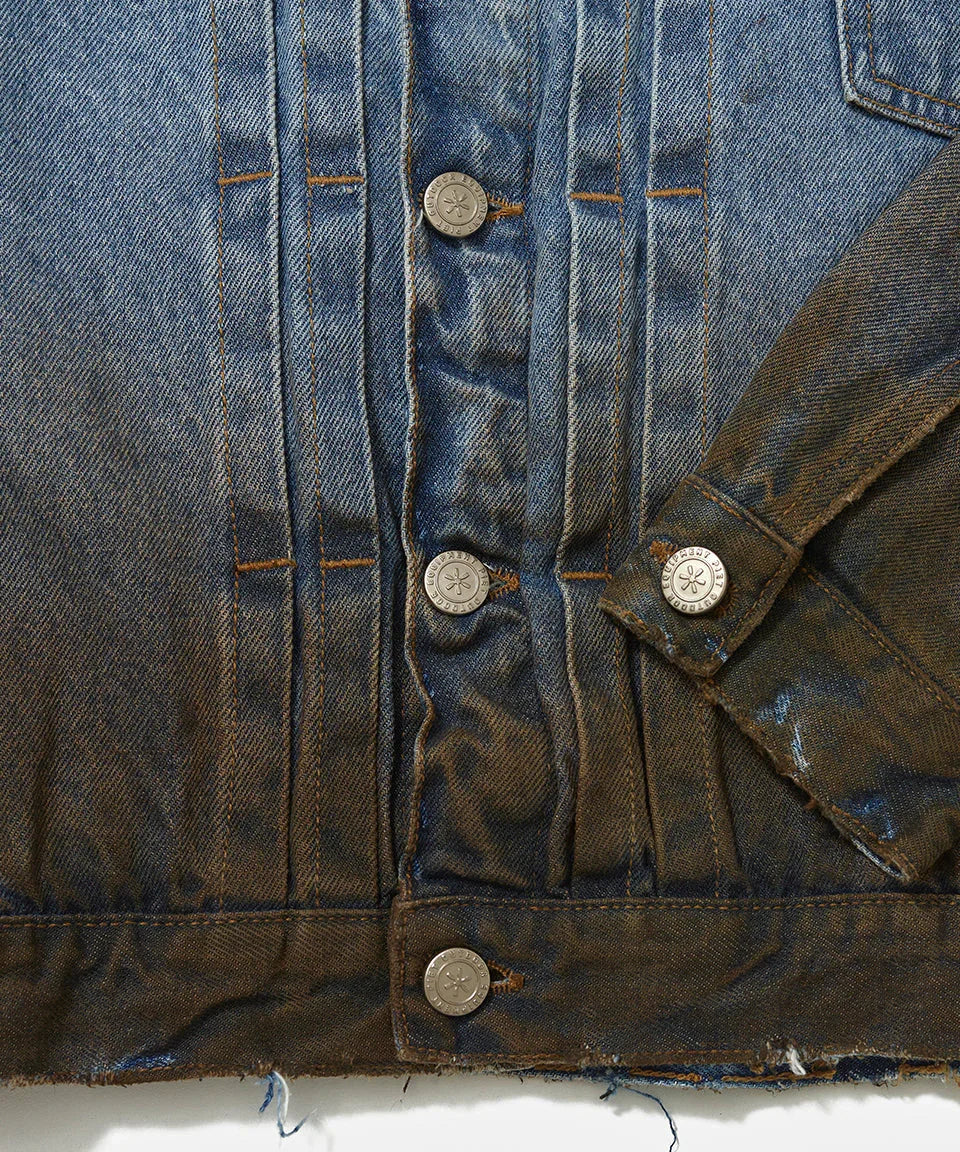 Dirt Stained Denim Jacket Blue