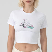 Travis Cropped Baby Tee (White) - Camiseta