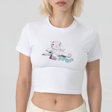 Travis Cropped Baby Tee (White) - Camiseta