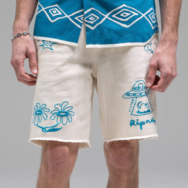 Blonded Denim Shorts (Off White)