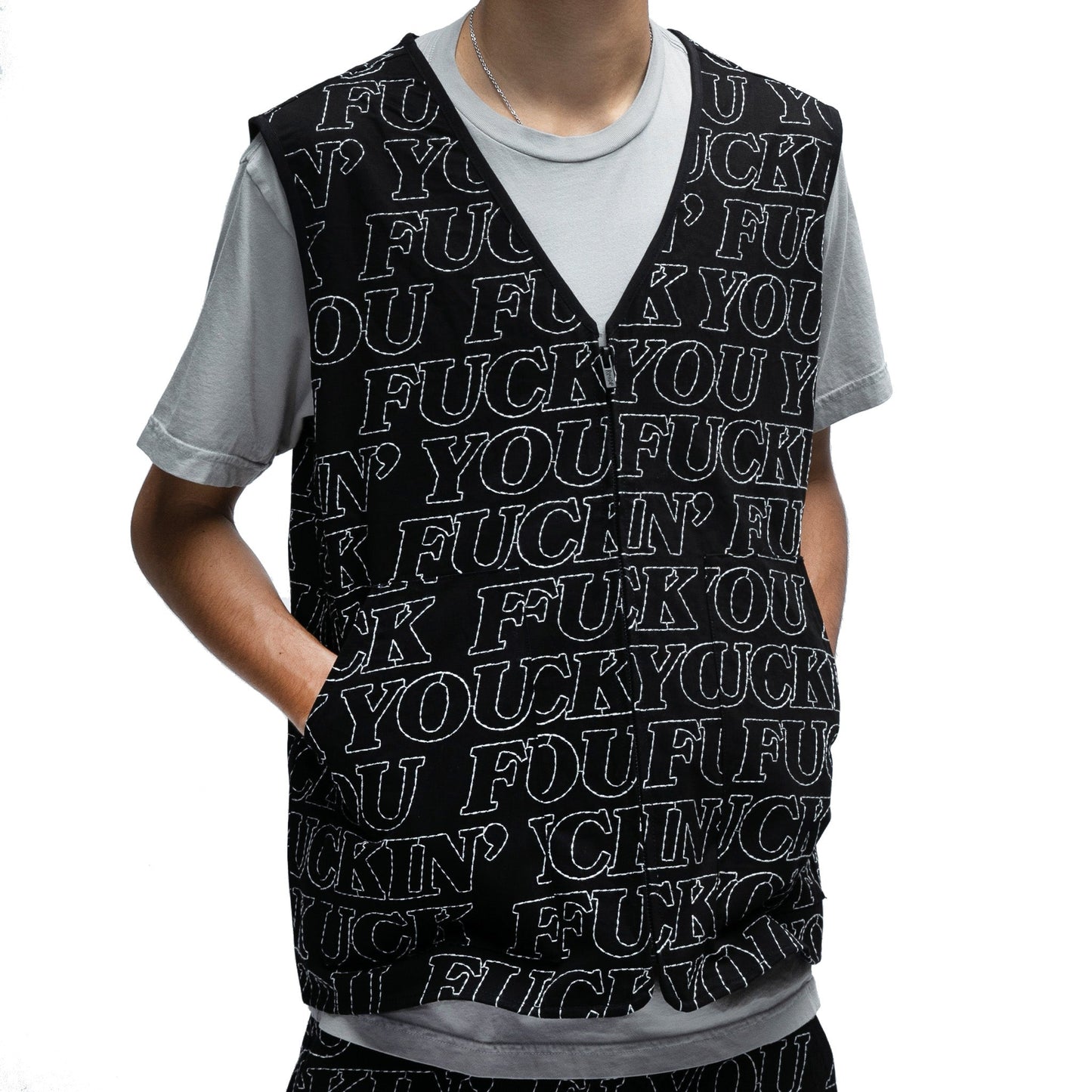 Fuckin Fuck Quilted Vest (Black) - Camiseta