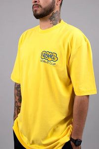 CAMISETA RETRATOS AMARELA "WORLD CUP 2022"