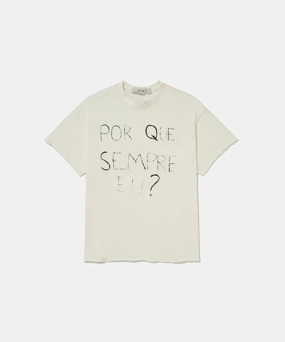 Por que sempre eu? Raw Edge T-shirt Bone White