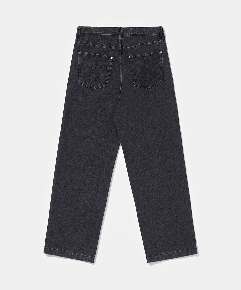 Loose Fit Black Denim - Black
