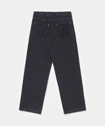 Loose Fit Black Denim - Black
