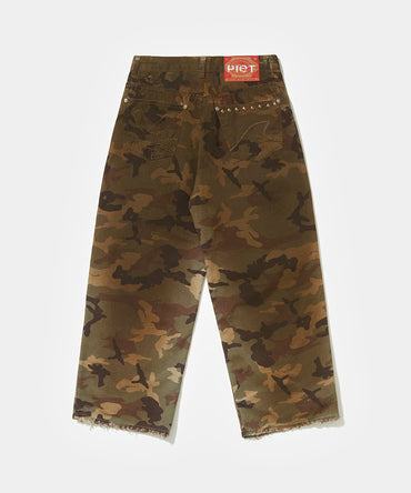 Distressed Camo Oversized Denim