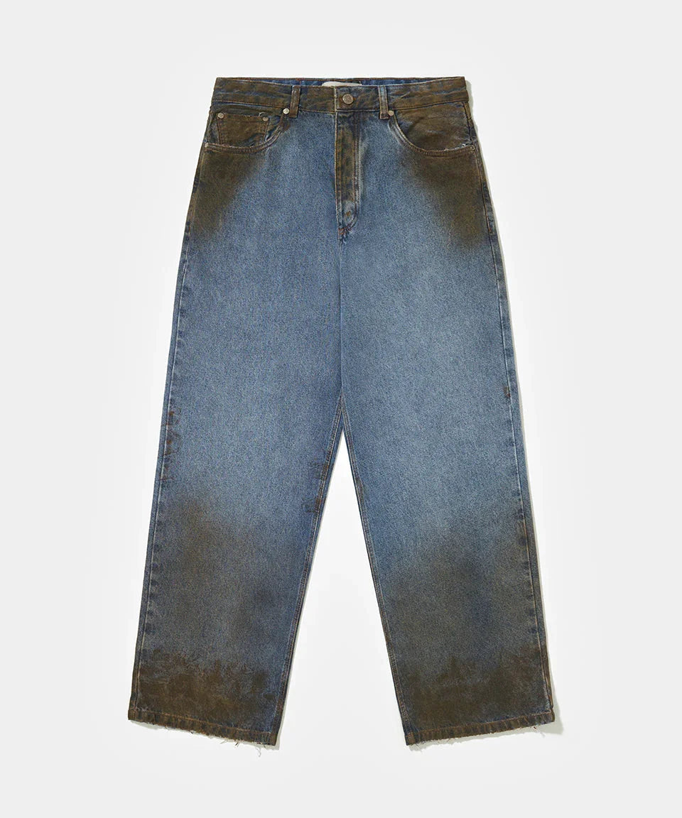 Dirt Stained Oversized Denim Blue - Four Street
