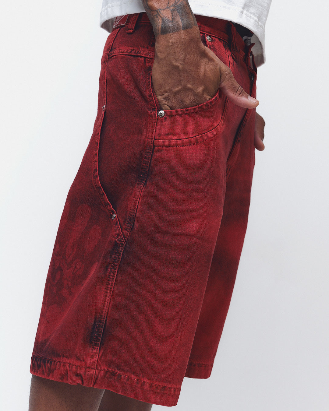 BERMUDA JEANS CURVALÍNEA DOUBLE HAND VERMELHA